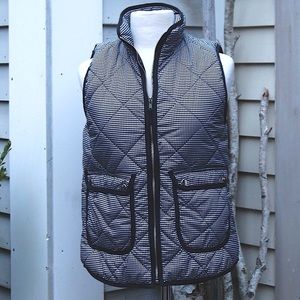 Workshop Republic Black White Houndstooth w Piping Quilted Puff Vest Size SMALL
